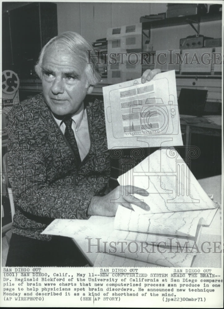 1971 Press Photo Dr. Reginald Bickford of the University of California - Historic Images