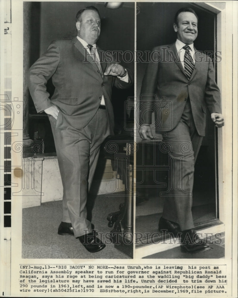 1969 Press Photo Jess Unruh is Leaving as California Assembly Speaker - Historic Images