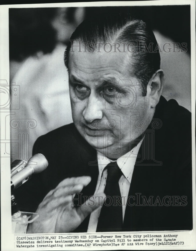 1973 Press Photo Anthony Ulasewics Delivers Testimony to Members of the Senatel - Historic Images