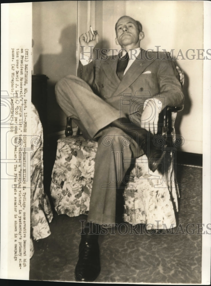 1938 Press Photo Senator Willard Tydings in a campaign pause - Historic Images