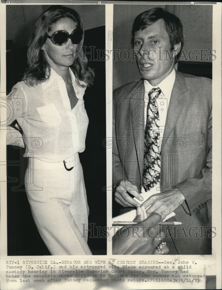 1973 Press Photo Senator John V. Tunney and his estranged wife Mieke - Historic Images