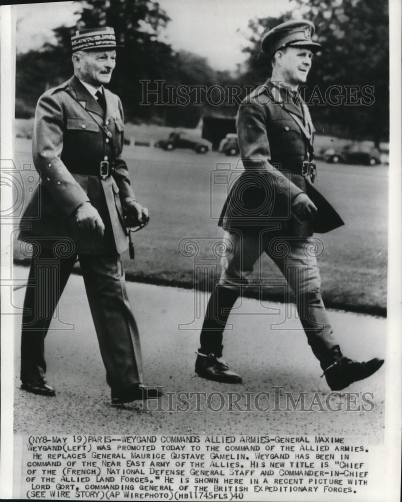 1940 Press Photo General Maxine Weygand and Lord Gort - Historic Images