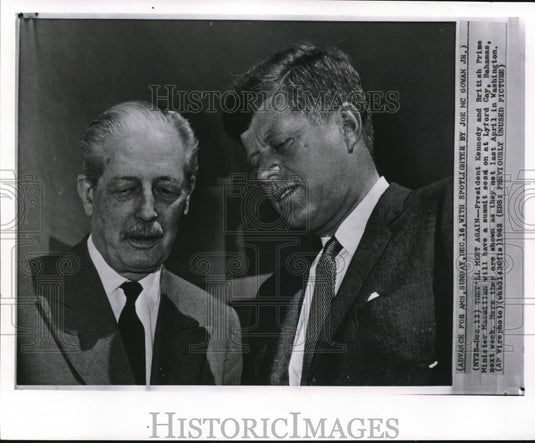 1963 Press Photo President Kennedy and British prime Minister MacMillan - Historic Images