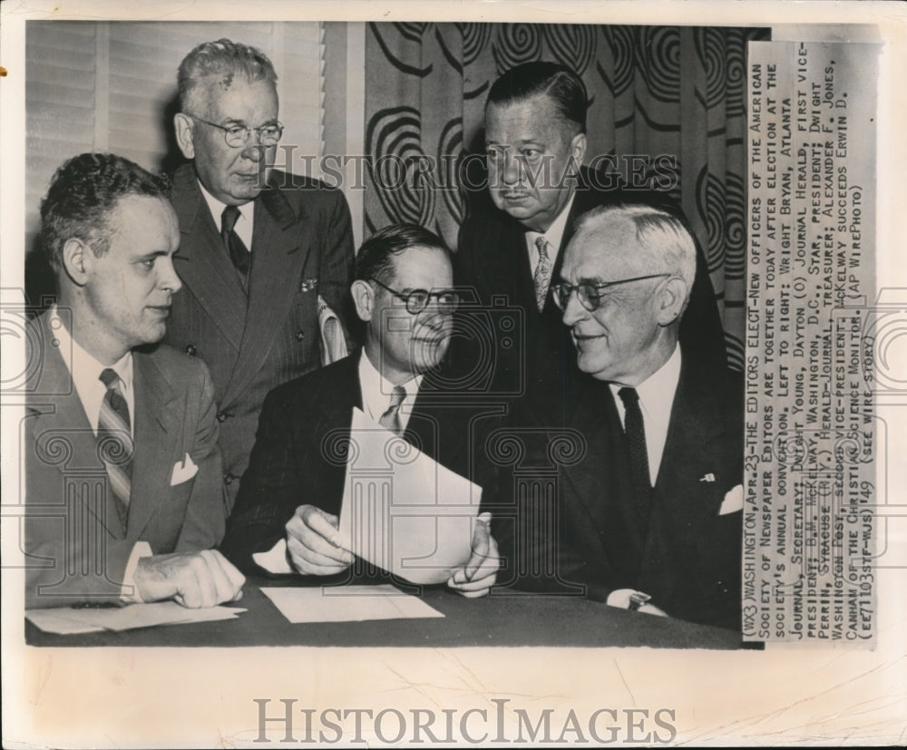 1949 Press Photo New American Society officers, Bryan, Young, McKelway, Jones - Historic Images