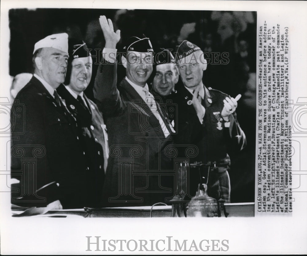 1952 Press Photo Gov.Adlai Stevenson address at American Legion Convention. - Historic Images