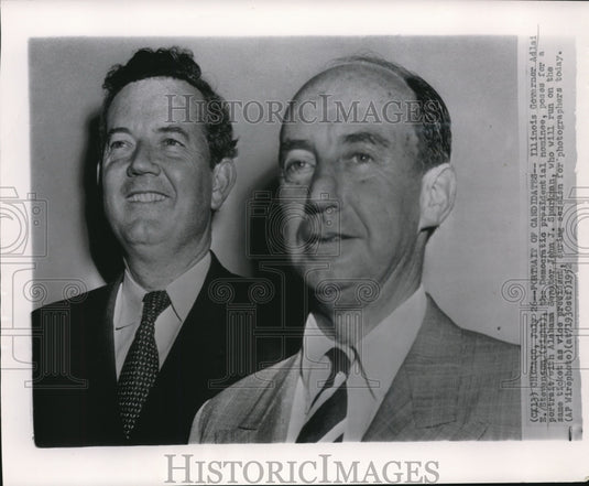 1952 Wire Photo Illinois Gov Adlai Stevenson & Alabama Sen John Sparkman - Historic Images
