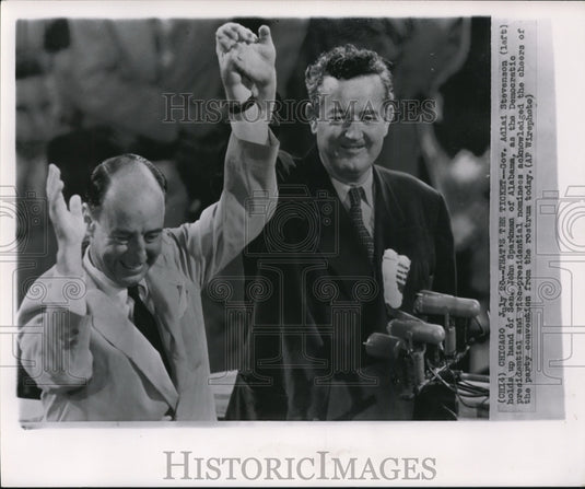 1952 Press Photo Gov Adlai Stevenson & Sen John Sparkman, Democratic candidates - Historic Images