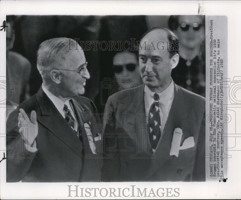 1952 President Harry Truman and Gov. Adlai Stevenson. - Historic Images