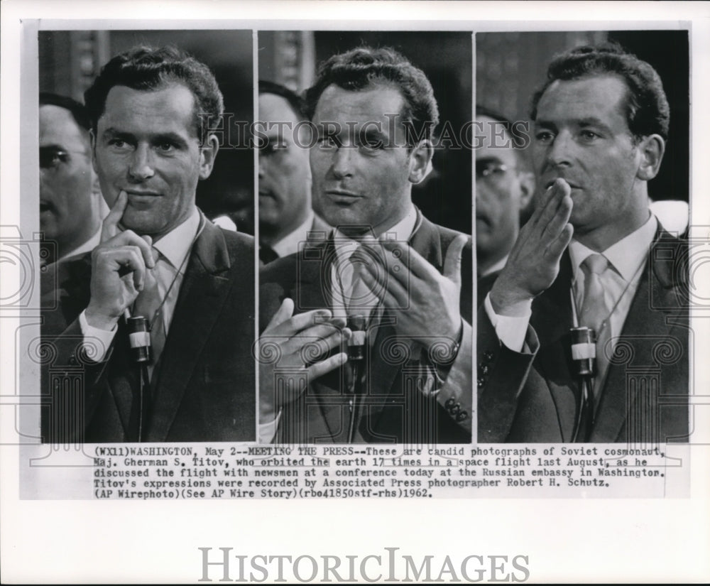 1962 Press Photo Maj. Titov meet the press at Russian Embassy in Washington - Historic Images