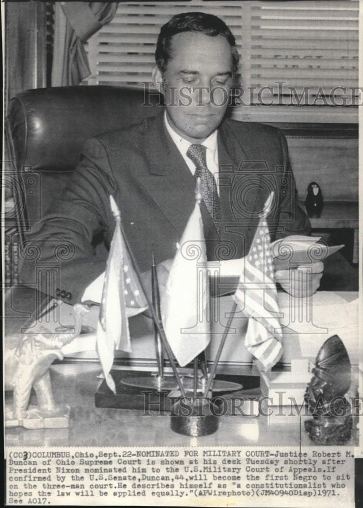 1971 Press Photo Justice Robert M. Duncan for Military Court of Appeals - Historic Images