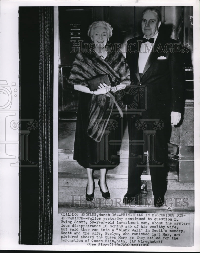 1956 Press Photo Evelyn, wife of L. Scott,still mysteriously missing for 10 mos. - Historic Images