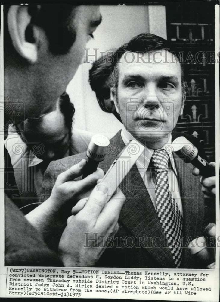 1973 Press Photo Motion denied for Kennelly towithdraw from case at Dist. Court - Historic Images