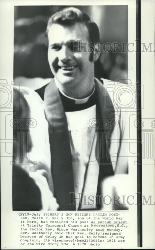 1971 Press Photo Rev. Kelly 3rd resigns parish post at Trinity Episcopal Church - Historic Images