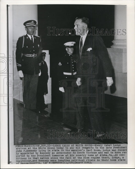 1963 Press Photo Lodge at White House to pay his respect to late Pres. Kennedy - Historic Images