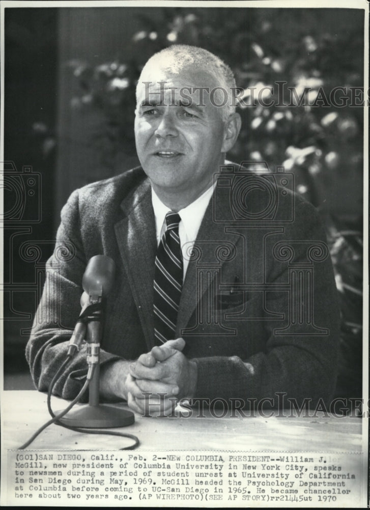 1970 Press Photo Columbia University President William McGill - Historic Images