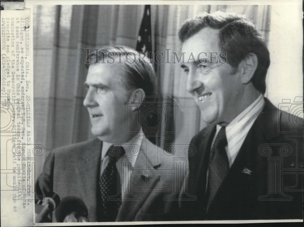 1971 Press Photo Gov.John J. Gilligan and Sen. Edmund Muskir of Maine. - Historic Images