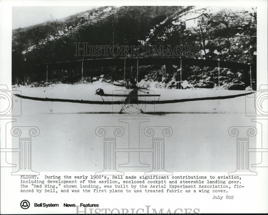 1972 Wire Photo The Red Wing lands the landing built by Alexander Graham Bell - Historic Images