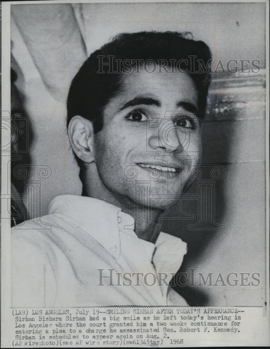 1968 Press Photo Sirhan Bishara Sirhan at his Murder  hearing at L.A. Court. - Historic Images