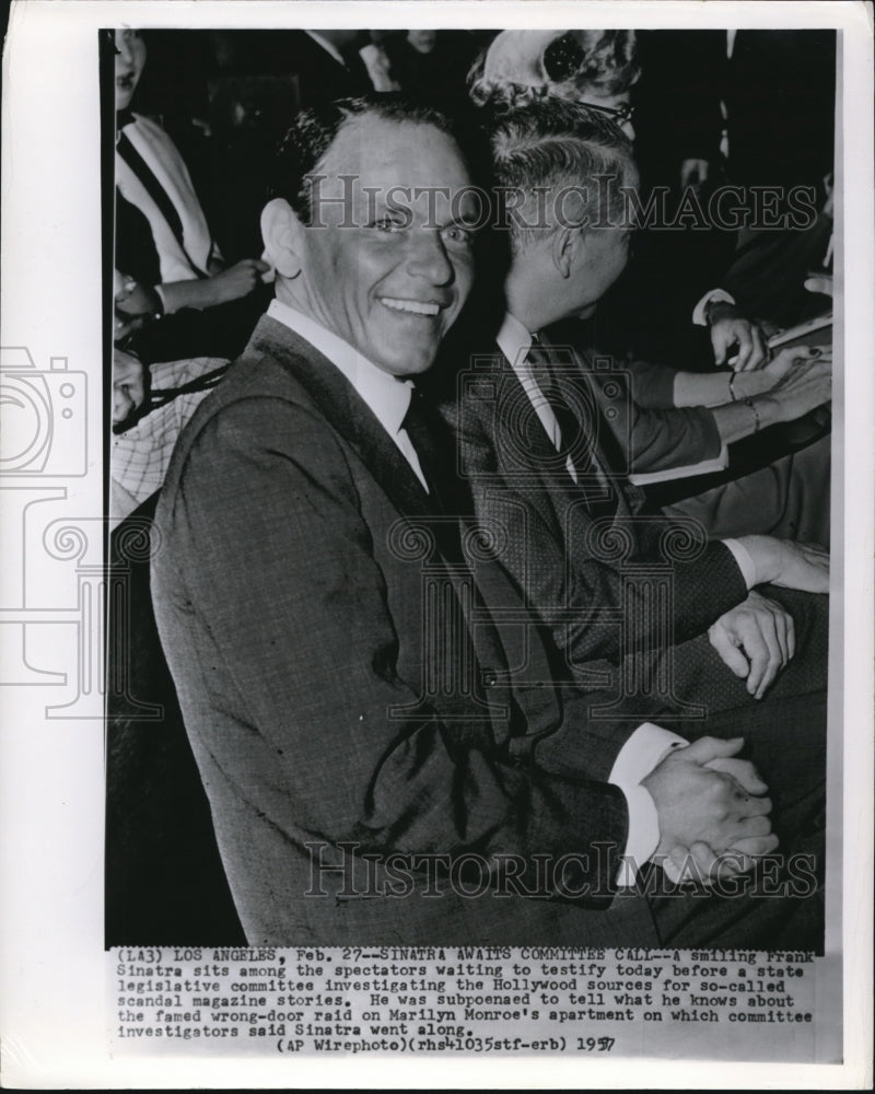 1957 Press Photo Franks Sinatra awaits Committee Call - Historic Images