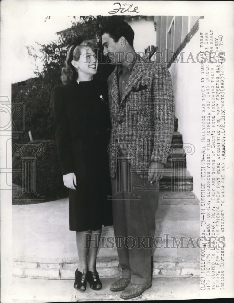 1940 Press Photo Young Film actress Lava Turner and Artie Shaw - Historic Images