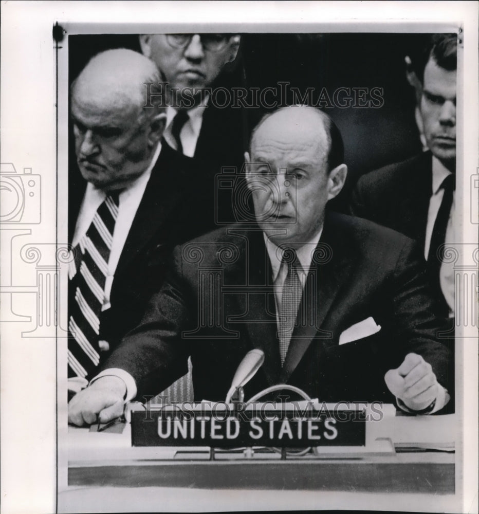 1962 Wire Photo Stevenson addresses the UN Security Council in New York - Historic Images