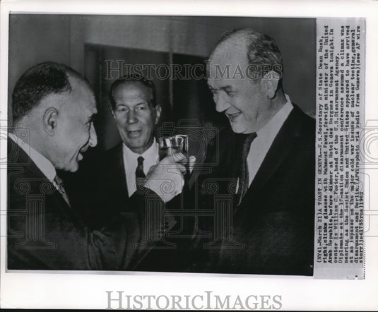 1962 Press Photo Secretary of State Dean Rusk with William Foster & Mahmoud Fawz - Historic Images