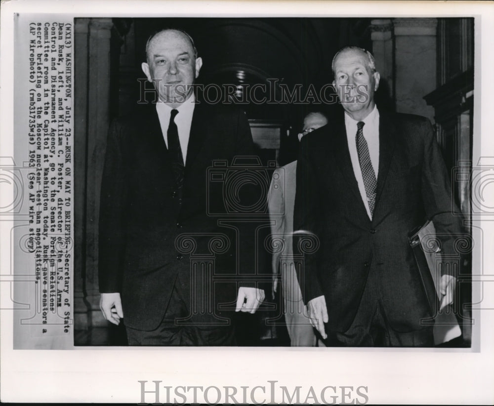 1963 Press Photo Secretary of State Dean Rusk with William Foster at Washington - Historic Images