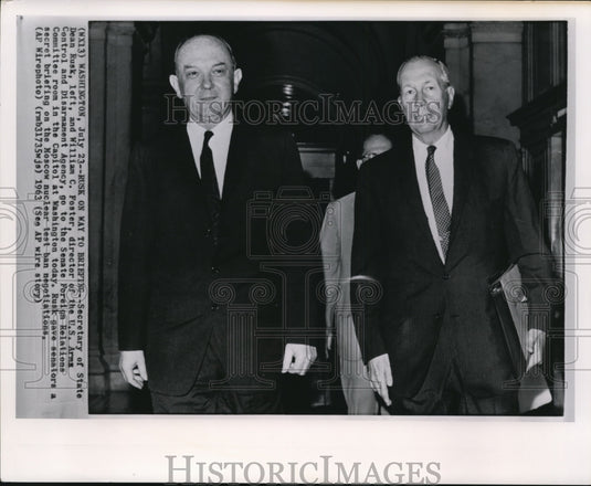 1963 Press Photo Secretary of State Dean Rusk with William Foster at Washington - Historic Images