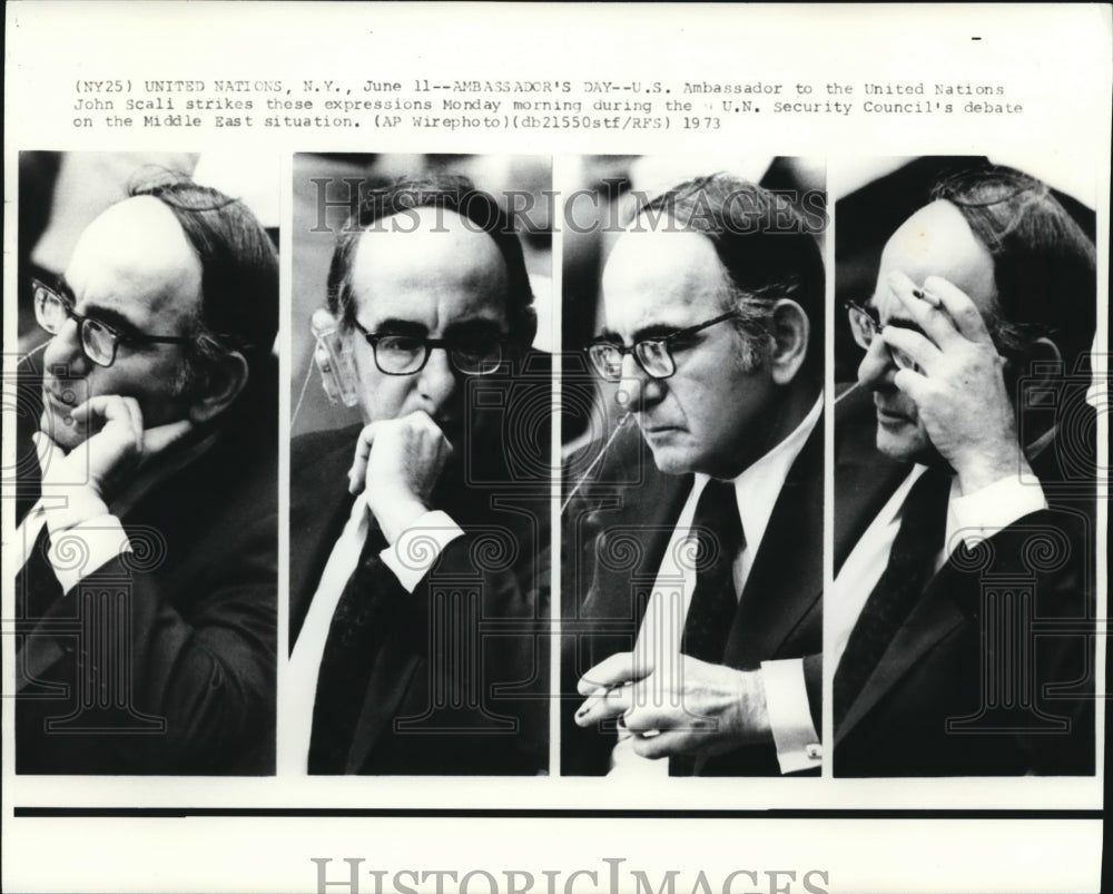 1973 Press Photo US Ambassador John Scali during the UN Security Council debate - Historic Images