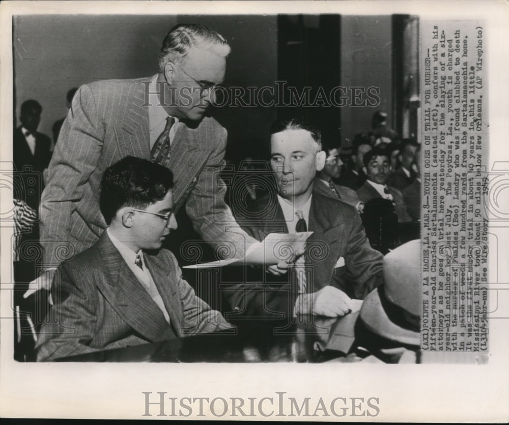 1949 Press Photo Sartalamacchia goes on trial for muder in Mississippi - Historic Images