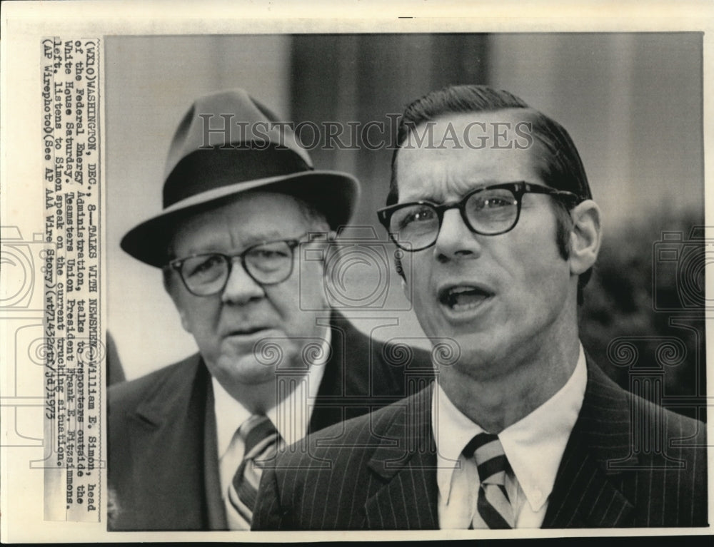 1973 Press Photo William E. Simon, head of the Federal Energy Administration - Historic Images
