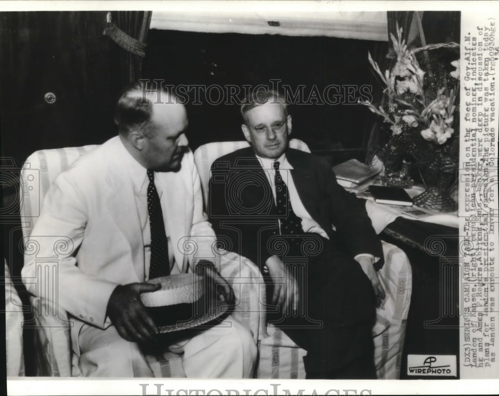 1936 Press Photo Governor Alf Landon and Ames Rogers - Historic Images