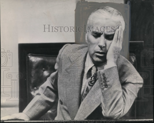 1945 Press Photo Charlie Chaplin Shown as He Appeared During the Hearing - Historic Images