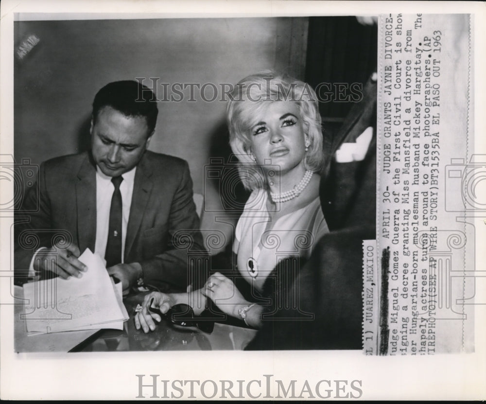 1963 Press Photo Judge gnats Jayne Divorce - Historic Images