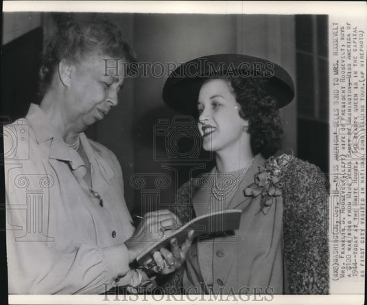 1944 Press Photo Mrs Franklin Roosevelt & Miss America Venus Ramey at Washington - Historic Images