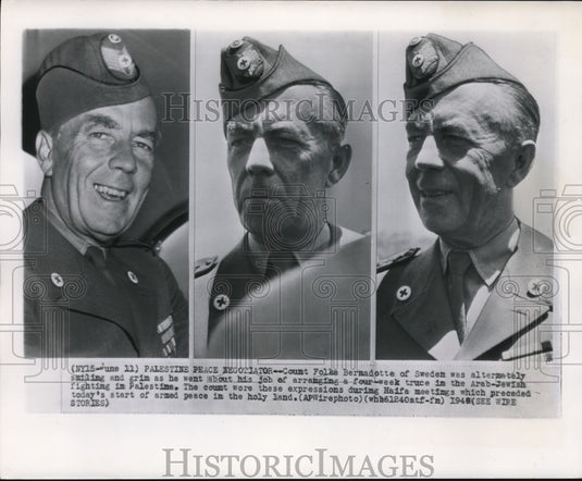 1948 Press Photo Count Folke Bernadette of Sweden - Historic Images