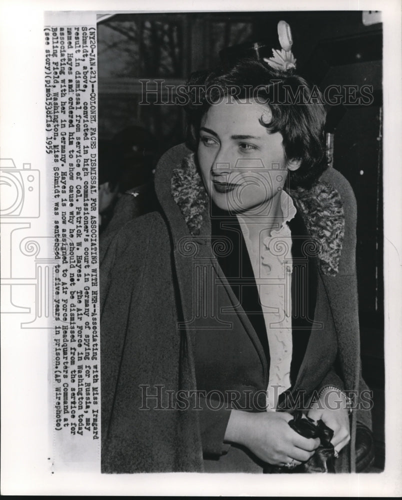 1955 Press Photo Irmgard Schmidt, convicted by Germany for Spying for Russia - Historic Images