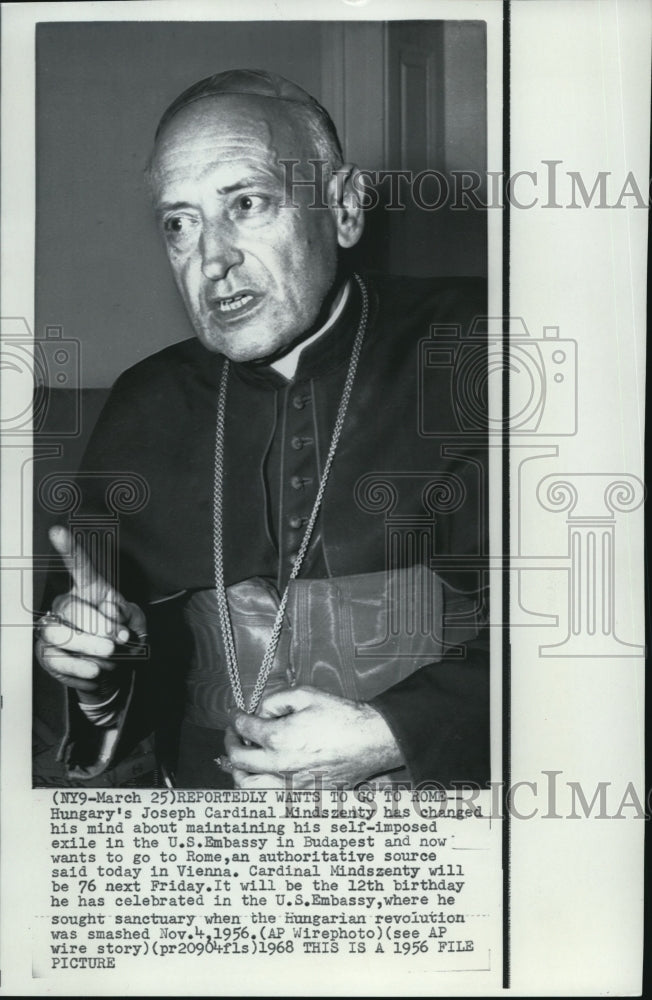 1968 Press Photo Hungary&#39;s Joseph Cardinal Mindszenty - Historic Images