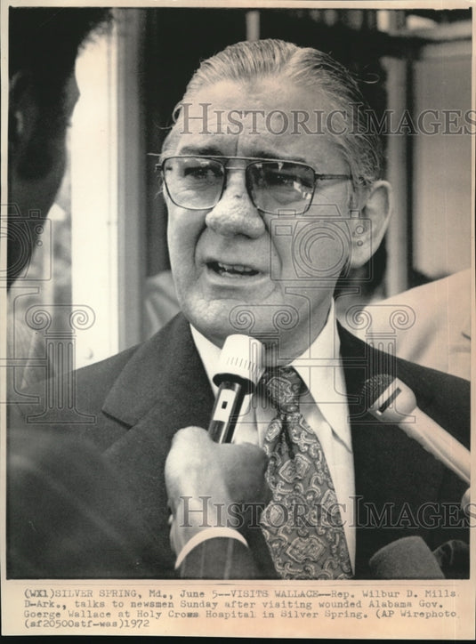 1972 Press Photo Rep Wilbur D. Milles, D-Ark after visiting Gov George Wallace - Historic Images