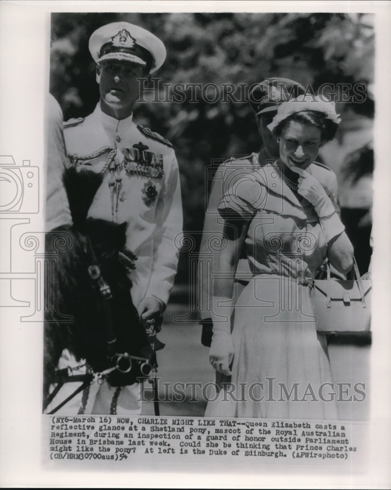 1954 Wire Photo Queen Elizabeth II &amp; Prince Phillip on trip to Commonwealth - Historic Images