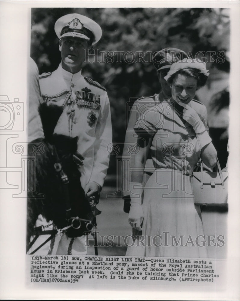 1954 Wire Photo Queen Elizabeth II & Prince Phillip on trip to Commonwealth - Historic Images