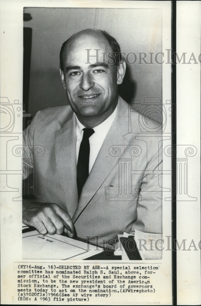 1963 Press Photo Ralph Saul as new president of American Stock Exchange - Historic Images