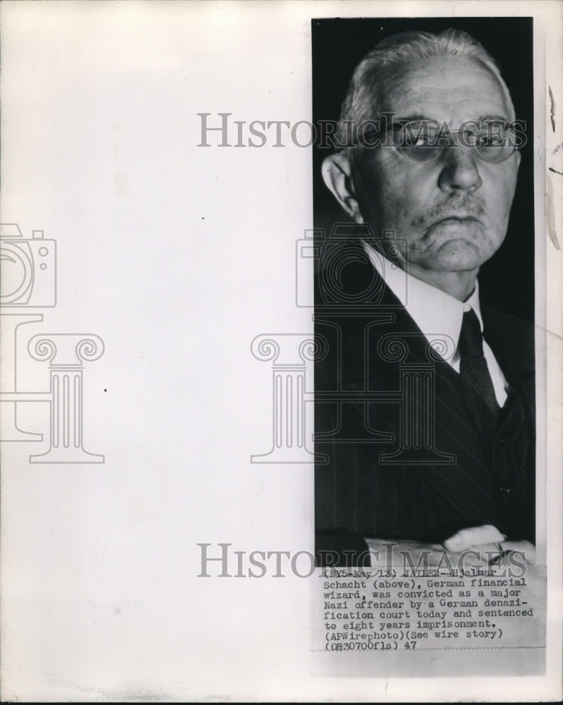 1947 Press Photo Schacht jailed for 8years as major Nazi offender by GermanCourt - Historic Images