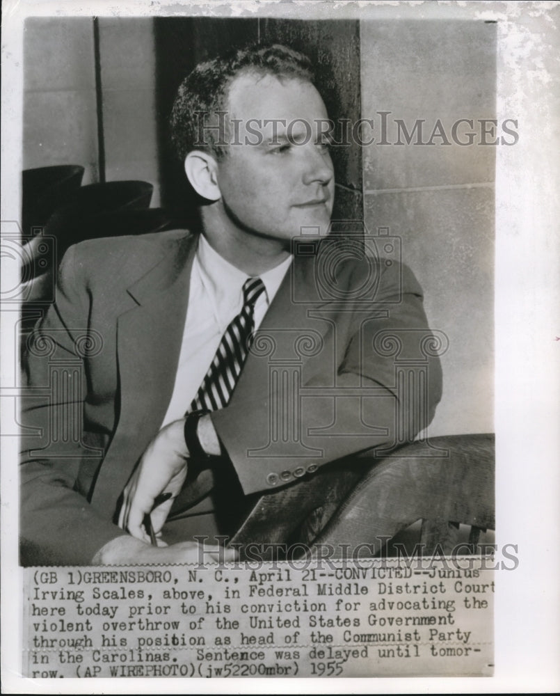 1955 Scales convicted for violent overthrow of US gov't. in court - Historic Images