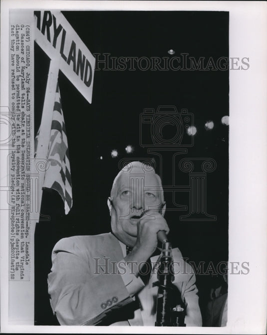 1952 Press Photo Rep.Sasscer says Virginia delegation be seated atNat.Convention - Historic Images