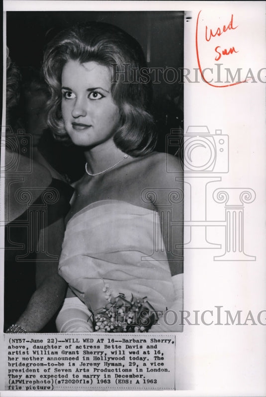 1963 Press Photo Sherry will wed at16withHyman on December announced inHollywood - Historic Images