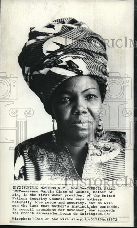 1972 Press Photo Jean M. Cisse First Woman Pres.of the U.N. Security Council - Historic Images
