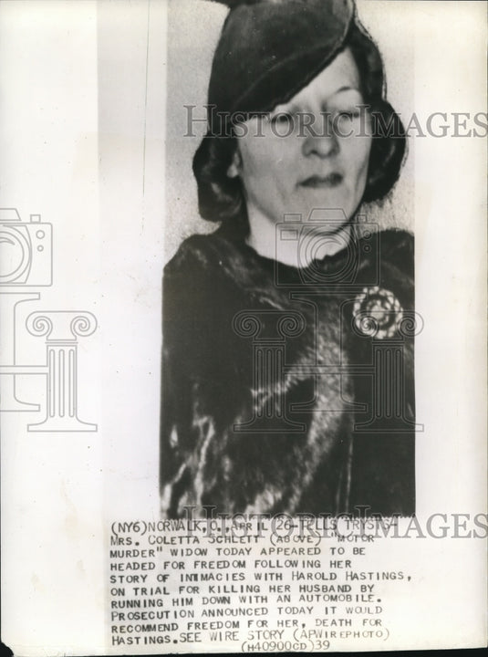 1939 Press Photo Mrs.Coletta Schlett on Trial for Killing Her Husband - Historic Images