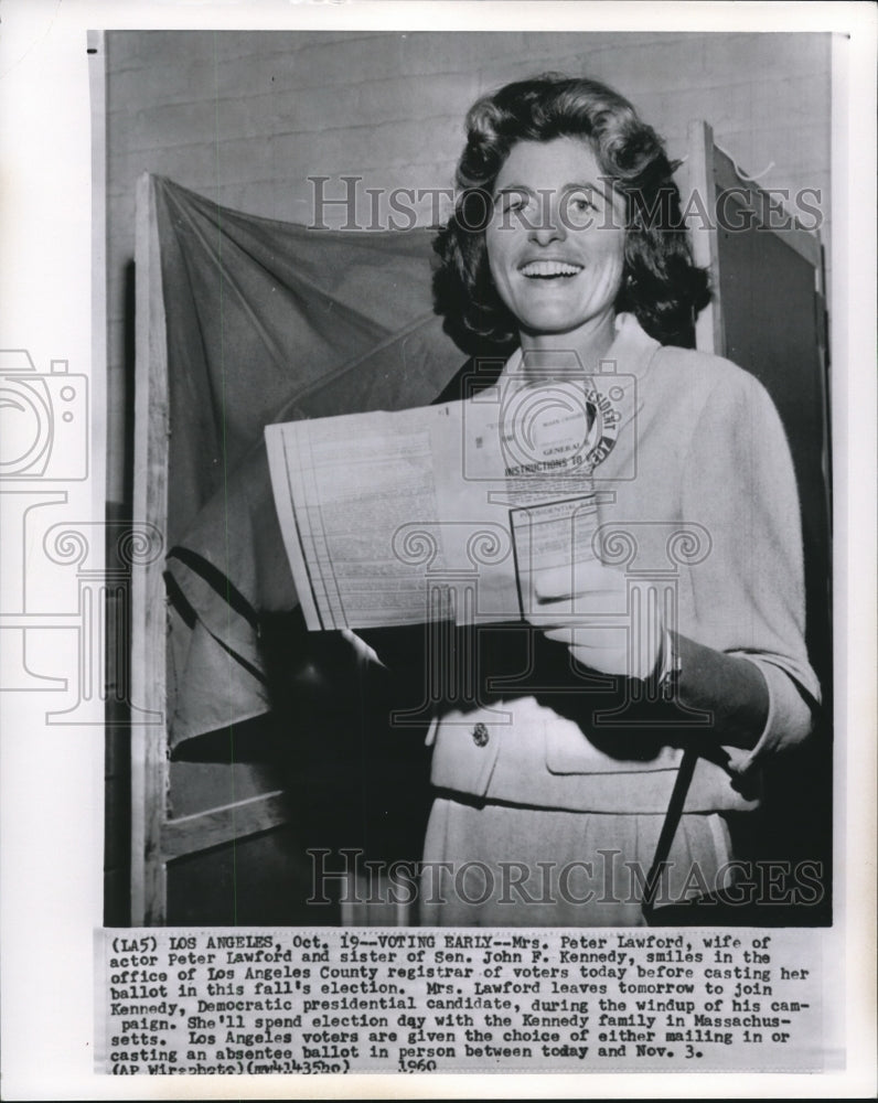 1960 Press Photo Mrs. Peter Lawford, sister of John F. Kennedy - Historic Images