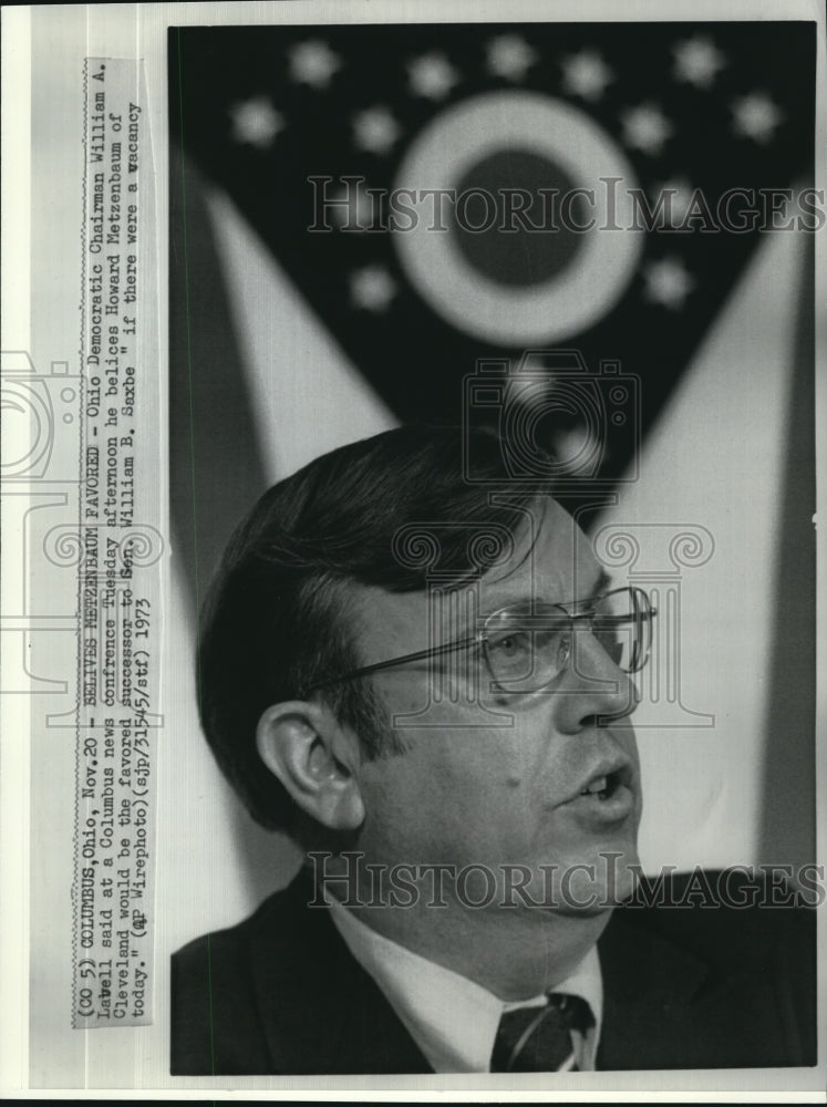 1973 Press Photo Ohio Democratic chairman William Lavell during Columbus meeting - Historic Images